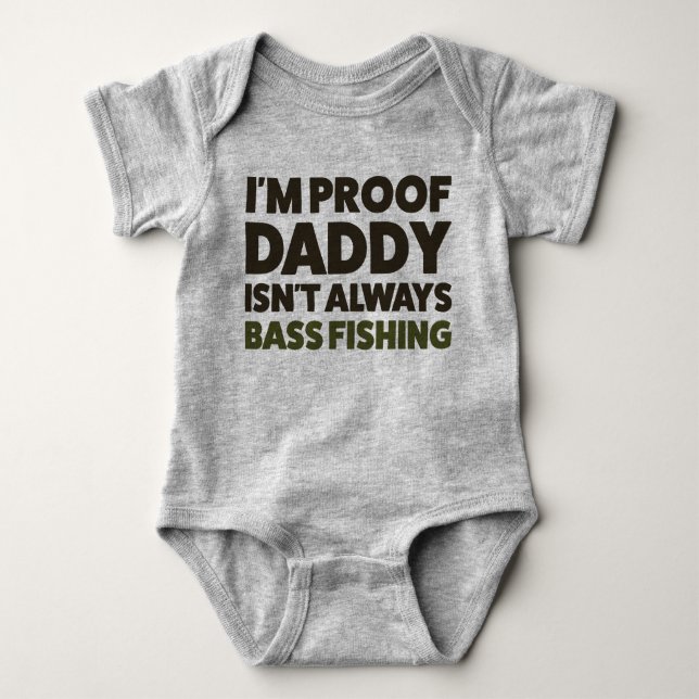 Funny Baby Bass Fishing Jersey Bodysuit Shirt (Front)