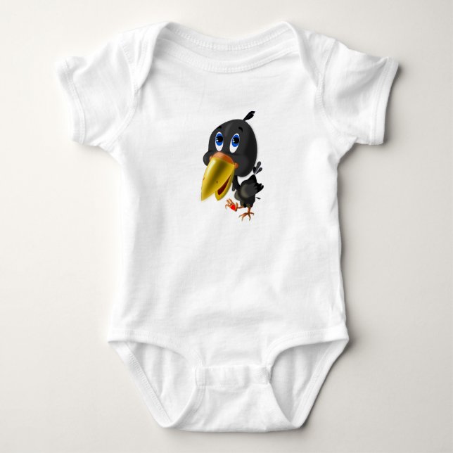 Funny Baby Bodysuit Bird with Heart Gift (Front)