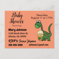 Funny Baby Dinosaur and Ice Cream Baby Shower