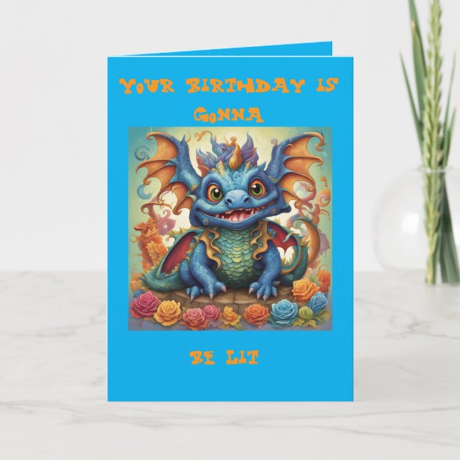 Funny Baby Dragon Birthday Greeting Card (Front)