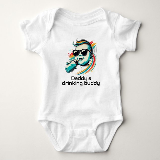 Funny Baby drinking buddy Humour bodysuit (Front)