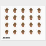 Funny Baby Face 1st Rodeo Western Theme  Classic Round Sticker<br><div class="desc">Funny Baby Face 1st Rodeo Western Theme Birthday Cake/cupcake toppers. Use these stickers with a toothpick to put on cupcakes or cakes. This will make your party truly unique!</div>