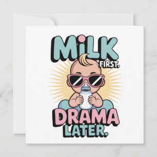 Funny Baby Feeding Quote Design Invitation