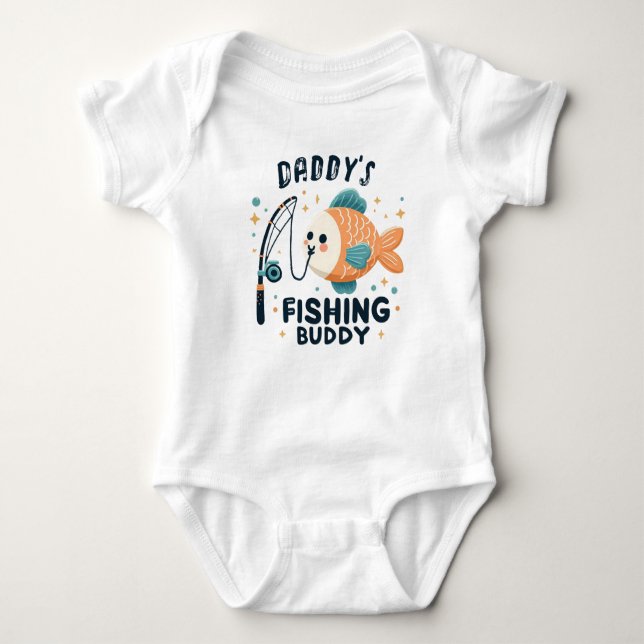 Funny Baby Fish | Daddy's Fishing Buddy Baby Bodysuit (Front)