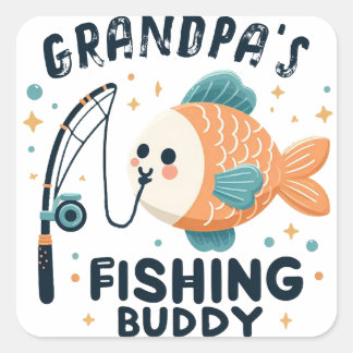 Funny Baby Fish | Grandpa's Fishing Buddy Baby Square Sticker