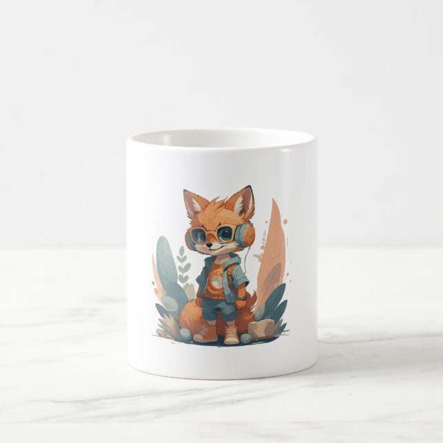 Funny baby fox headphone coffee mug (Center)