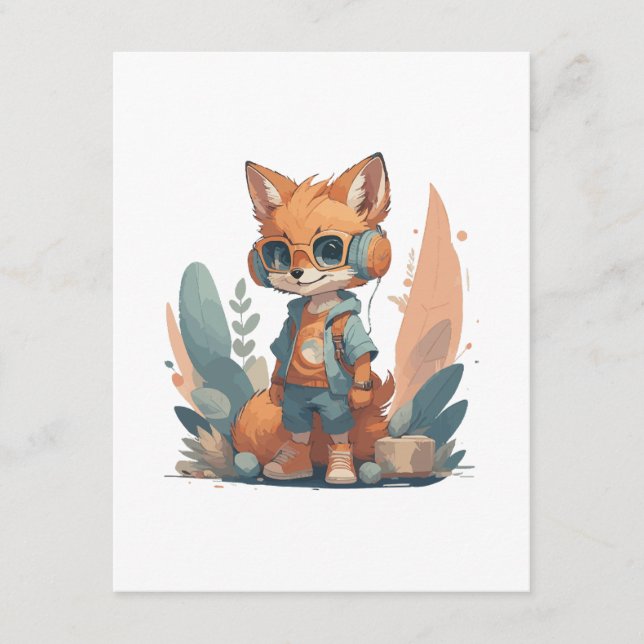 Funny baby fox headphone enclosure card (Front)