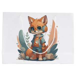 Funny baby fox headphone large gift bag