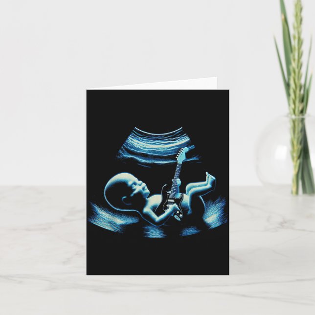 Funny Baby Guitar Player Rock Music Pregnancy Anno Card (Front)