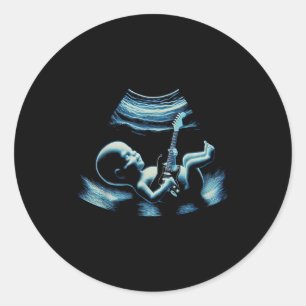 Funny Baby Guitar Player Rock Music Pregnancy Anno Classic Round Sticker