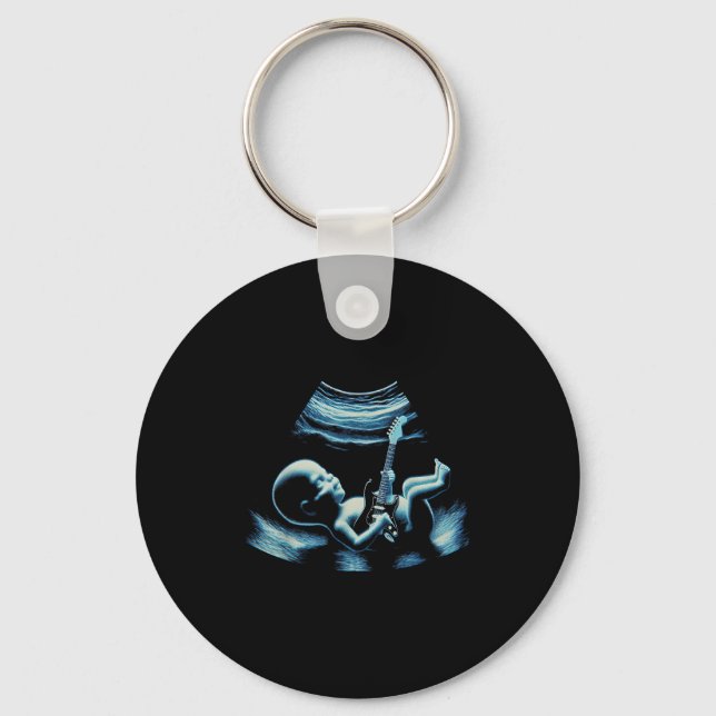 Funny Baby Guitar Player Rock Music Pregnancy Anno Key Ring (Front)