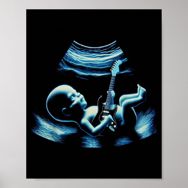 Funny Baby Guitar Player Rock Music Pregnancy Anno Poster (Front)