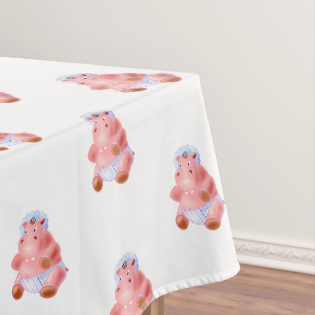 Funny Baby Hippo Tablecloth (In Situ)