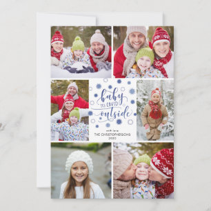 Funny BABY IT'S COVID OUTSID 6 Photos Blue Holiday Card