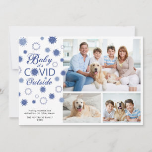 Funny BABY IT'S COVID OUTSIDE 3 Photos Holiday Card
