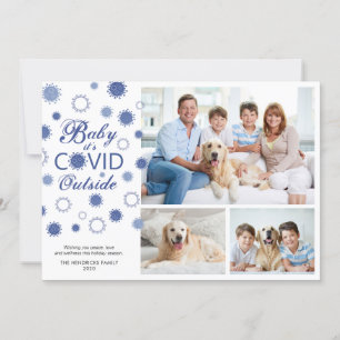 Funny BABY IT'S COVID OUTSIDE 3 Photos Holiday Card