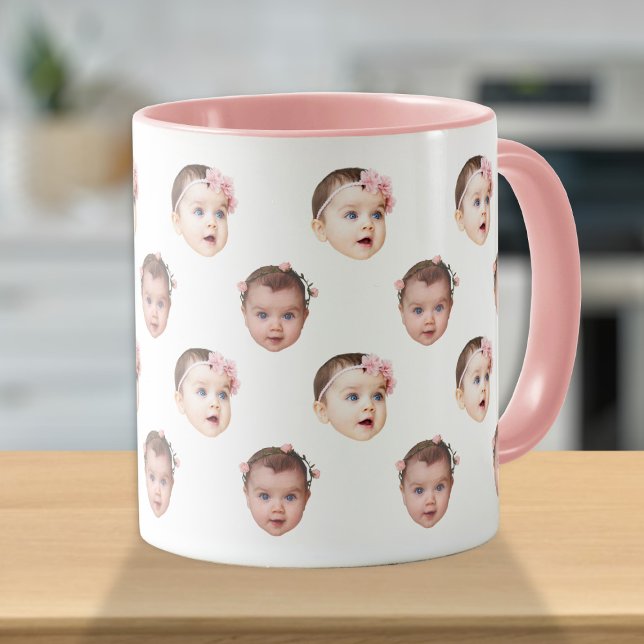 Funny Baby Kids Family Face 2 Photos Mug (Creator Uploaded)