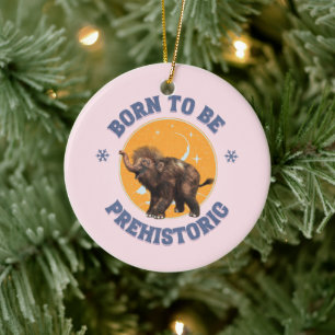 Funny Baby Mammoth Prehistoric Birthday Ceramic Ornament