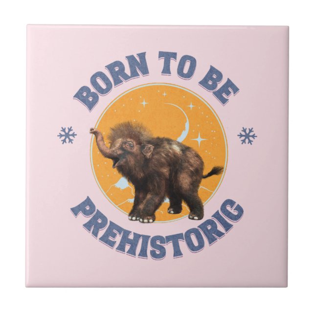 Funny Baby Mammoth Prehistoric Birthday Ceramic Tile (Front)