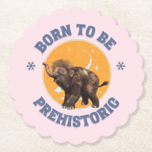 Funny Baby Mammoth Prehistoric Birthday Paper Coaster