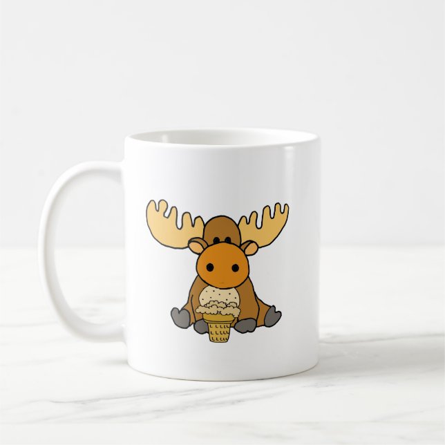 Funny Baby Moose eating Ice Cream Coffee Mug (Left)