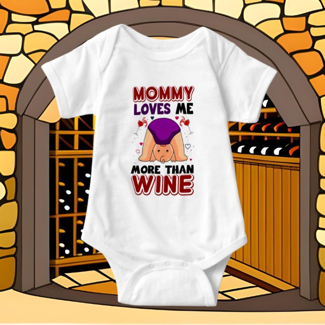 funny baby Mummy loves  wine word art unisex Baby Bodysuit (Creator Uploaded)