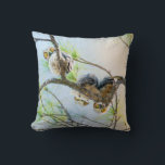 Funny Baby Owls on a Limb w/Yellow Eyes Fine Art Cushion<br><div class="desc">This adorable cute pillow features three funny baby owls peering down from a branch with their big baby owl eyes! These Great Horned Owl baby owlets are about 6 weeks old. This is a great gift for the owlet lover, owl lover, birds of prey lover, bird lover, or someone who...</div>