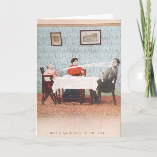Funny Baby Seltzer Bottle Vintage Father's Day Card (Front)