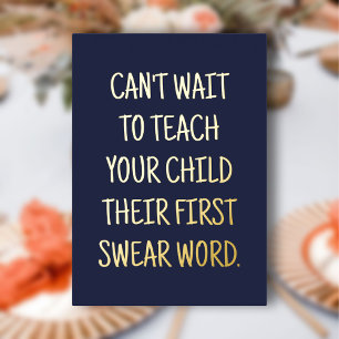 Funny Baby Shower Congrats Navy Blue Gold