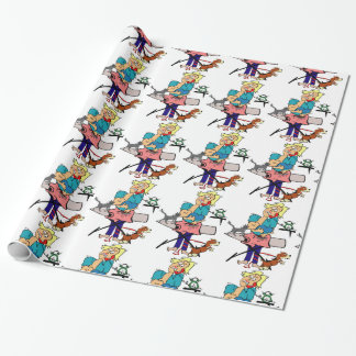 Funny baby shower gift wrap, busy mum cartoon wrapping paper
