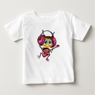 Funny Baby T-Shirt with Guitar Player Bee