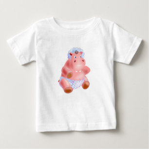 Funny Baby T-Shirt with Happy Baby Hippo