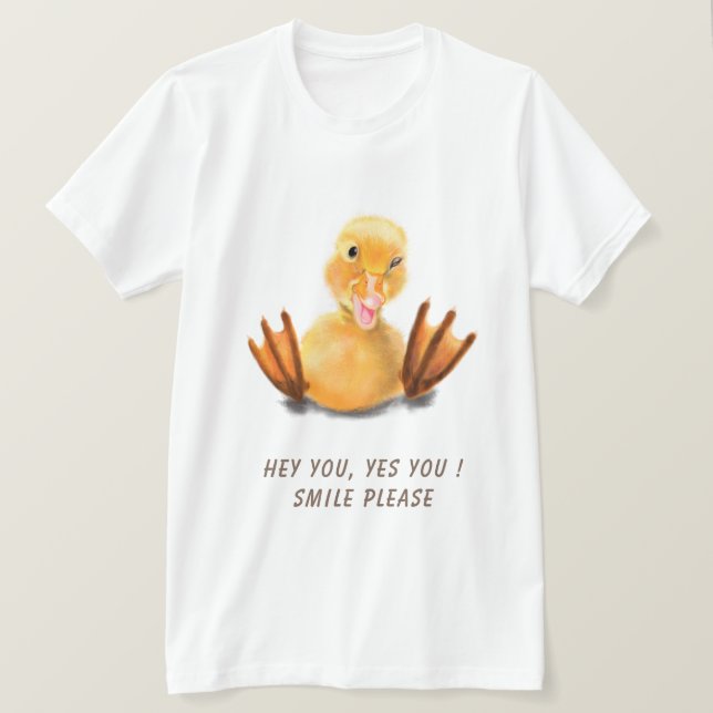 Funny Baby T-Shirt with Playful Duck - Custom Text (Design Front)
