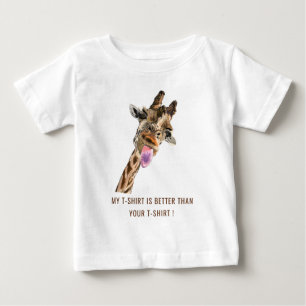 Funny Baby T-Shirt with Playful Giraffe - Smile
