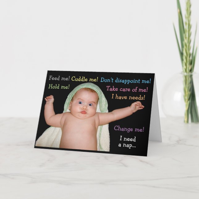 Funny baby with needs card (Front)