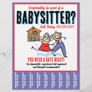 Funny Babysitting Child Care Tear Sheet Promo