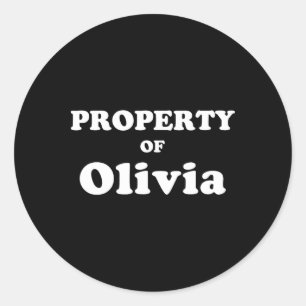 Funny Bachelor Gifts For Groom Property Of Olivia  Classic Round Sticker