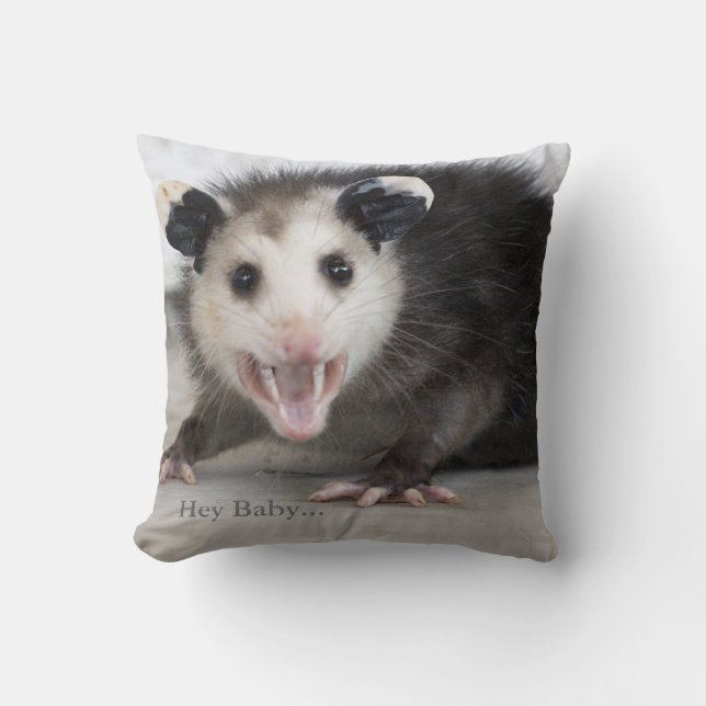 Funny Bachelor Pad Opossum Throw Pillow (Front)