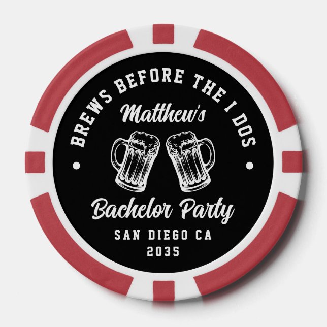Funny Bachelor Party Brews Before I Dos Beer Poker Chips (Front)