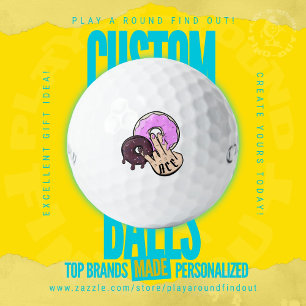 Funny Bachelor Party Doughnut Hand Tattoo Monogram Golf Balls