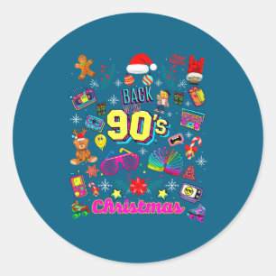 Funny Back To 90's Christmas Nostalgia Quotes Grap Classic Round Sticker