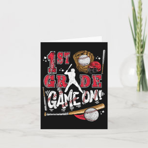 Funny Back To School 1st Grade Baseball Game On Fi Card