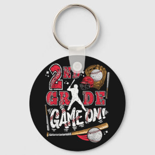 Funny Back To School 2nd Grade Baseball Game On Se Key Ring