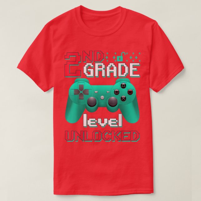 Funny Back To School 2nd Grade Level Unlocked Vide T-Shirt (Design Front)