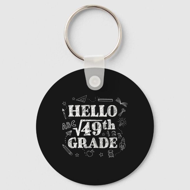 Funny Back To School 7th Grade Square Root Of 49 S Key Ring (Front)