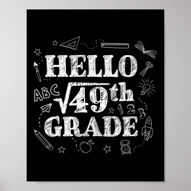 Funny Back To School 7th Grade Square Root Of 49 S Poster (Front)