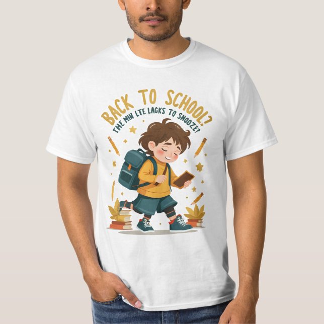 Funny Back to School Cartoon Tee – Student Humour  (Front)
