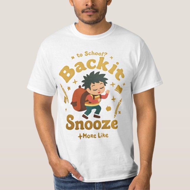 Funny Back to School Cartoon Tee – Student Humour  (Front)