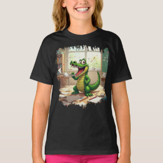 Funny Back to School Dinosaur Eating Homework T-Shirt