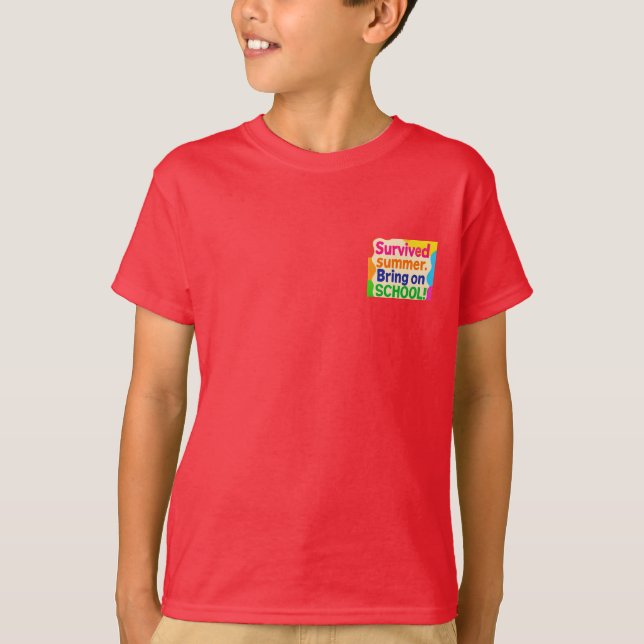 Funny Back to School Kids T-Shirt – "Survived Summ (Front)